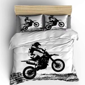 3D Racing Motorcycle Motocross Bedding Dirt Bike Xtreme Sports Duvet. Twin Size